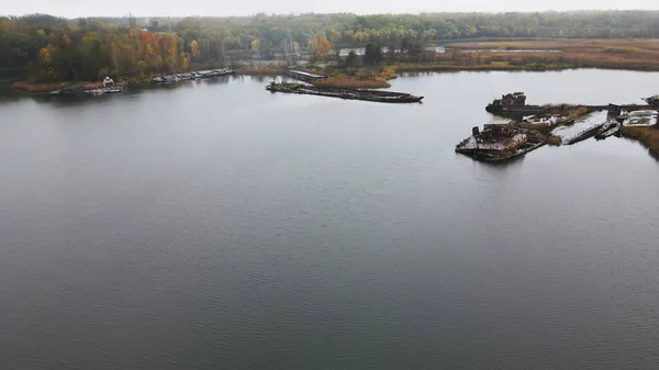 Verzonken Schepen Pripyat Rivier Tsjernobyl Uitsluitingsgebied Oekraïne — Stockfoto