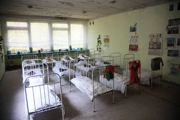 Bedroom Kindergarten Abandoned City Pripyat Accident Chernobyl Nuclear Power Plant 로열티 프리 스톡 사진