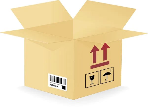 Immagine vettoriale di una scatola di cartone — Vettoriale Stock
