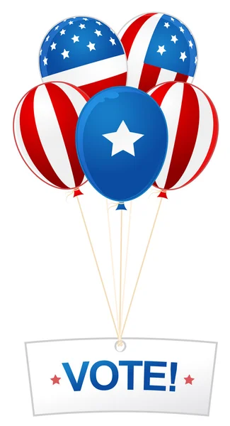 Image vectorielle des ballons et bannière de vote avec drapeau américain desi — Image vectorielle