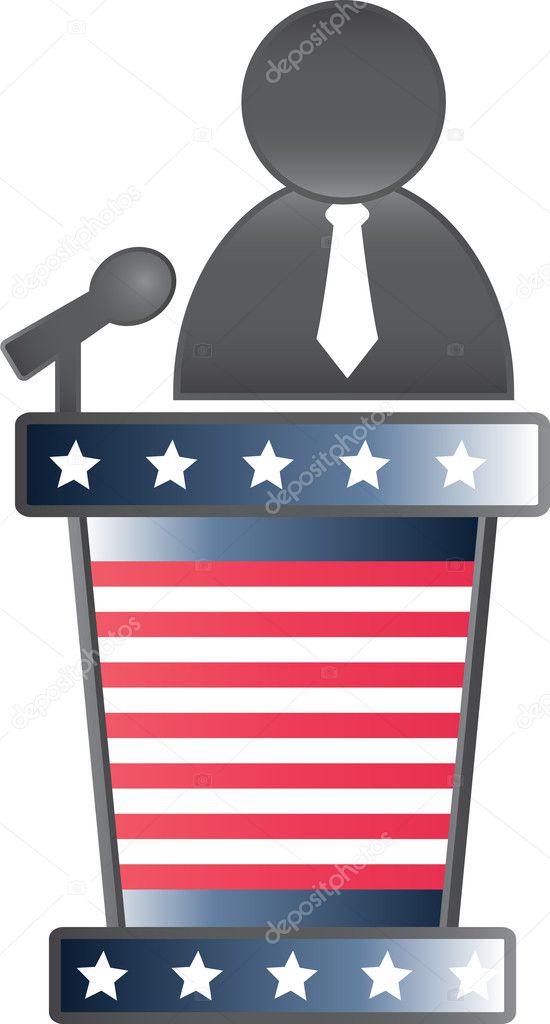 Vector image of a podium and speaker