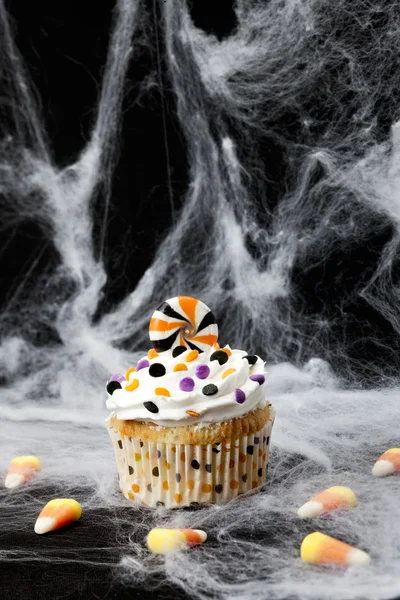 Cupcake op een spinnenweb — Stockfoto