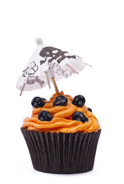 Imagem de um cupcake com crânio e dossel — Fotografia de Stock