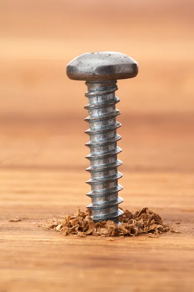 Ballhead screw in wood — Stock Photo, Image