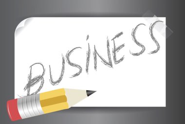 Word business on a post it