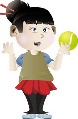 Tenis topu tutan kız