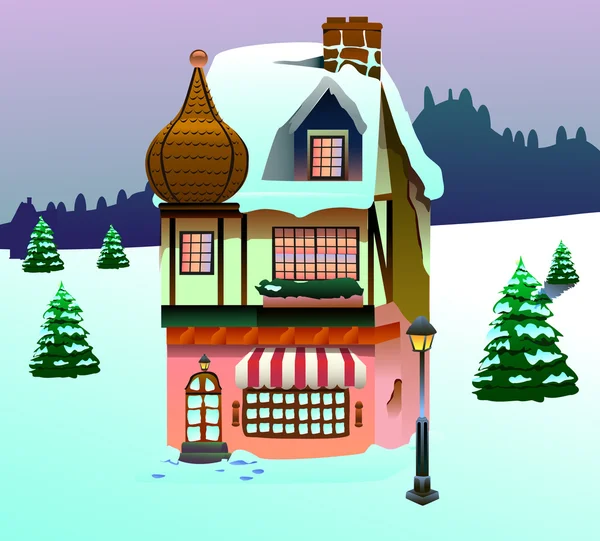 Clip art house on snow — Stock Photo, Image