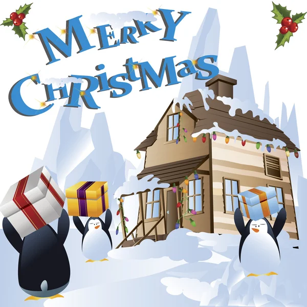Pinguini di Natale clip art — Foto Stock