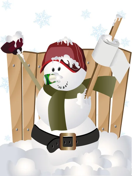 Baseball player snowman clip art — Stock Photo, Image