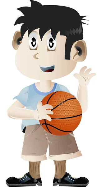 Chłopiec trzyma piłkę do koszykówki — Zdjęcie stockowe