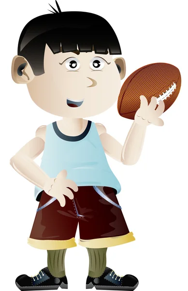 Kid holding football ball — Stock Photo, Image