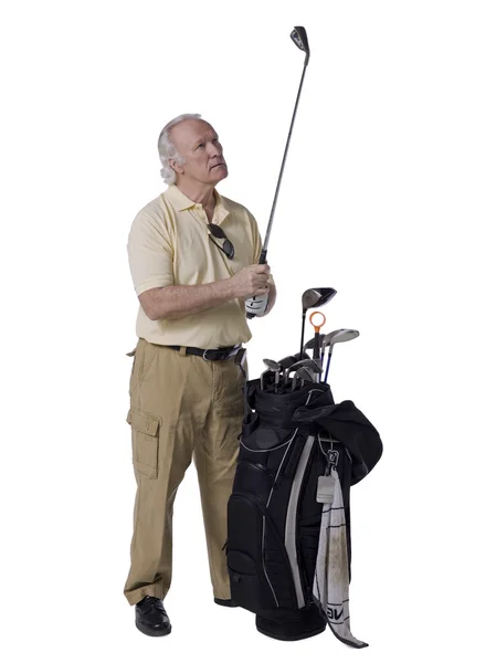 Alter Mann mit Golfschläger — Stockfoto