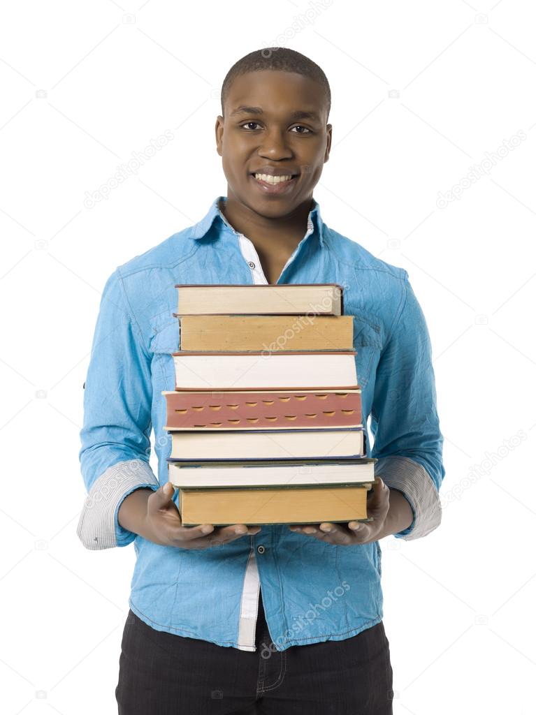 Young black man with books