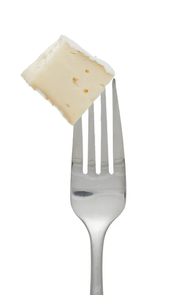 Fork with cheese — Stock Photo, Image