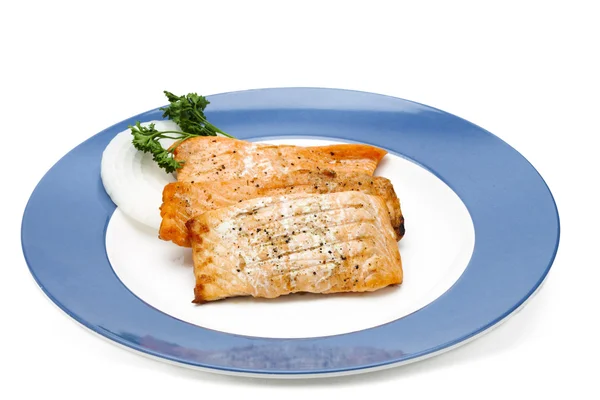 Salmon on plate — Stock Photo, Image