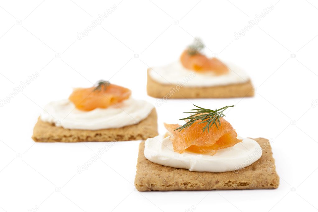 Biscuits with salmon and cream cheese