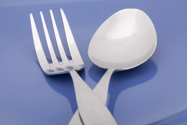 Immagine ravvicinata di cucchiaio e forchetta — Foto Stock