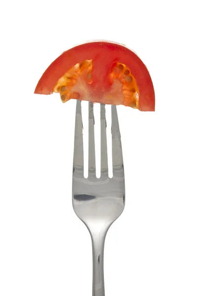 Tomat på gaffeln — Stockfoto