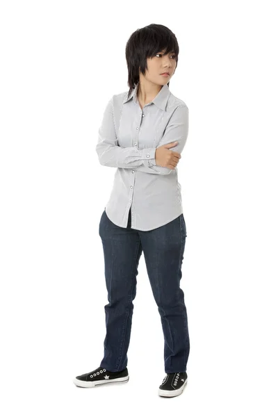 Girl standing looking on the side — Stock Photo, Image