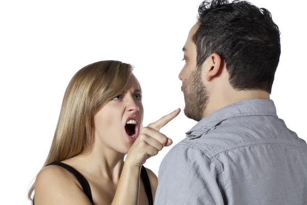 Girl yelling to her boyfriend — Stock Photo, Image