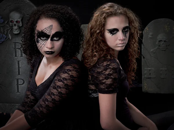 Girls dressed as witches — Stock Photo, Image