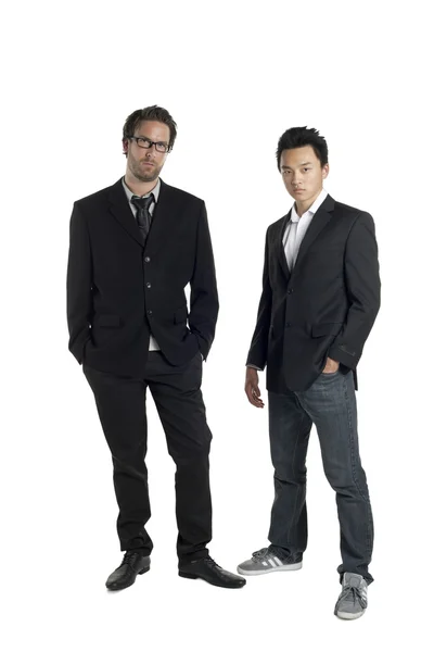 Homens de negócios lindos em pé no branco — Fotografia de Stock