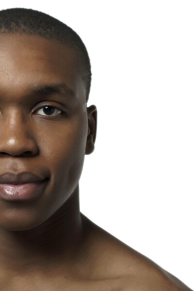 half face of a dark man