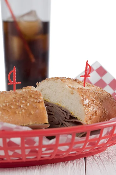 Ham sandwich and cola — Stock Photo, Image