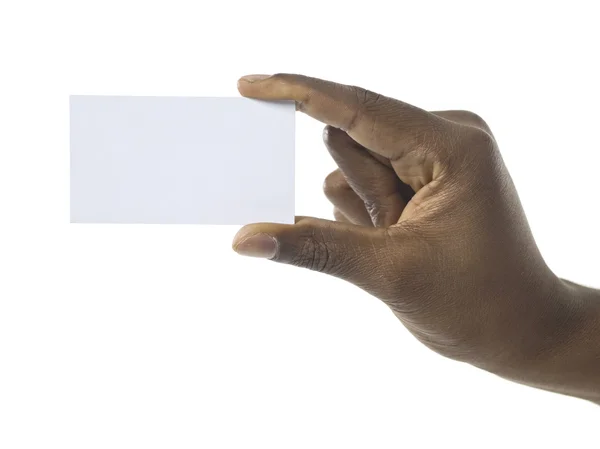 Рука тримає білу картку — стокове фото
