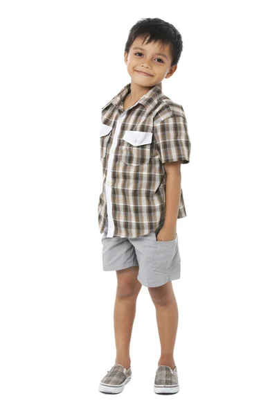 Happy boy with hands in pockets — Stock Photo, Image