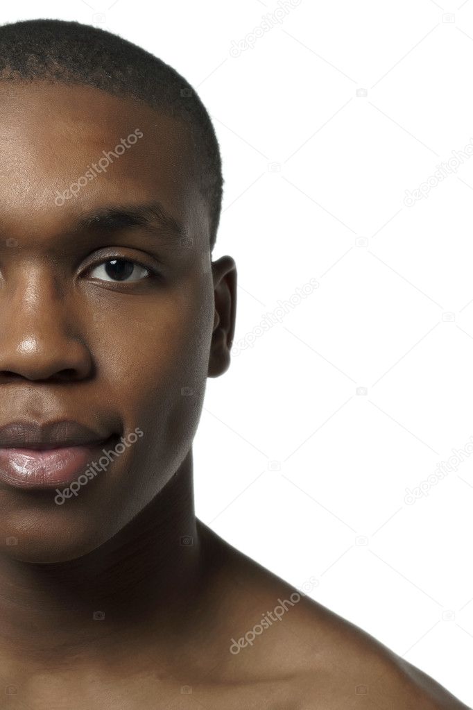 half face of a dark man