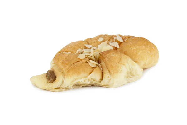 Pão croissant com amêndoas — Fotografia de Stock