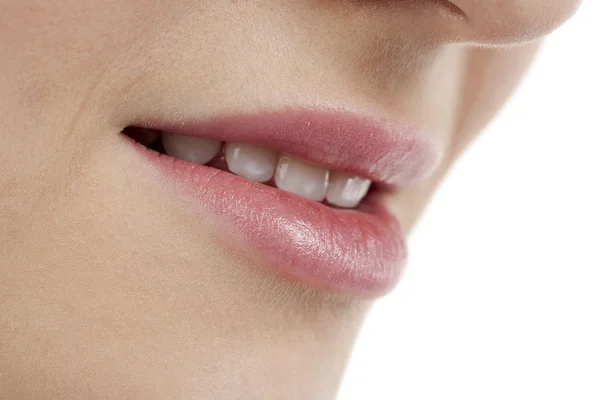 Vrouw met roze lippen — Stockfoto