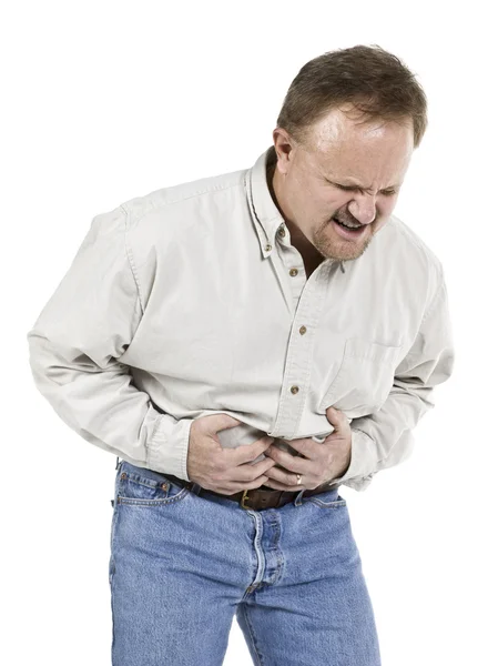 Aged man suffering stomach ache — Stock Photo, Image