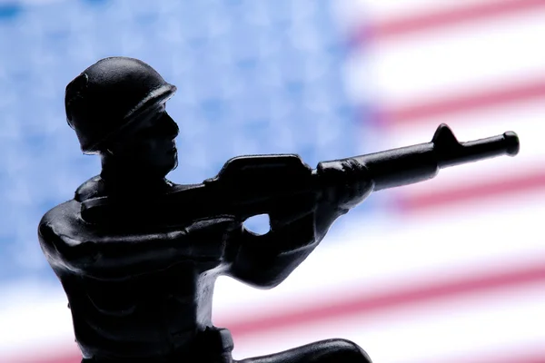 Aiming american soldier — Stock Photo, Image