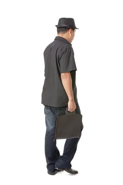 Back view of a man with bag — Stock Photo, Image