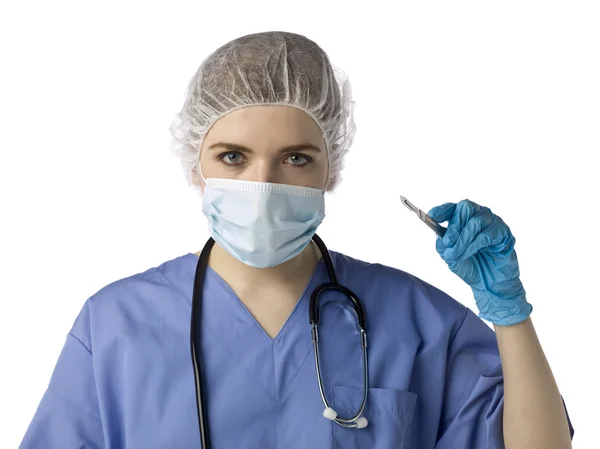 Female surgeon with scalpel — Stock Photo, Image