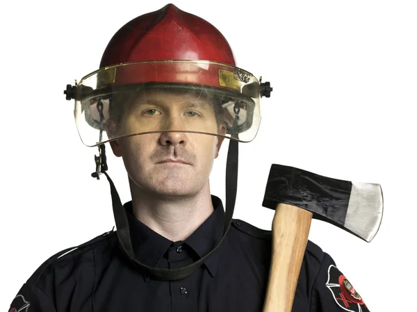 Пожарный с топором — стоковое фото