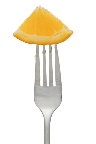 Garfo com fatia de laranja — Fotografia de Stock