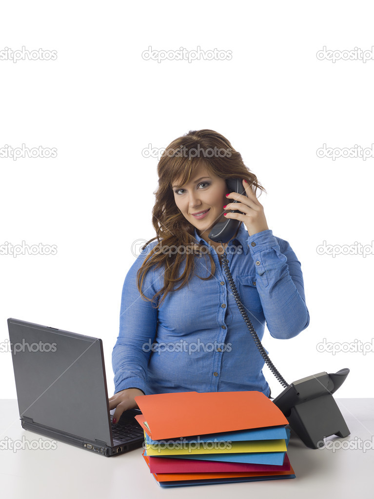 female secretary answering call