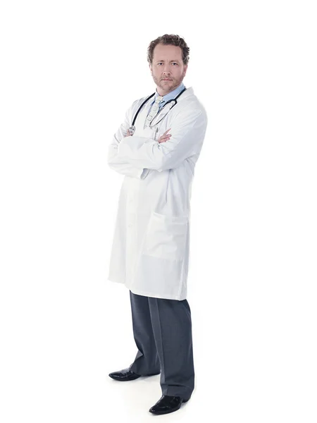 一个自信的年轻医生的全长 — 图库照片