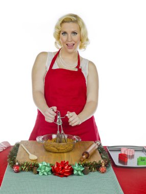 kadın Noel kurabiye yapma
