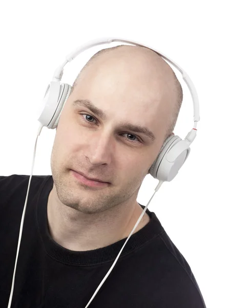 Typ mit Kopfhörer und starrenden Augen — Stockfoto