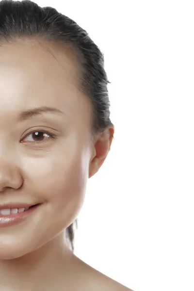 Half face of a asian lady smiling — Stock Photo, Image