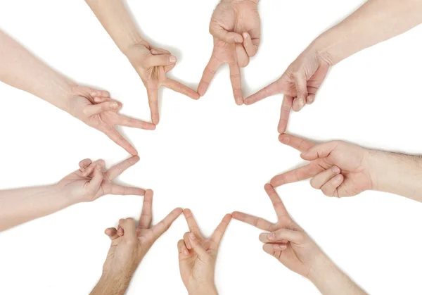 Mãos formando uma estrela — Fotografia de Stock