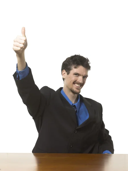 Empresário feliz Gesturing Thumbs Up — Fotografia de Stock