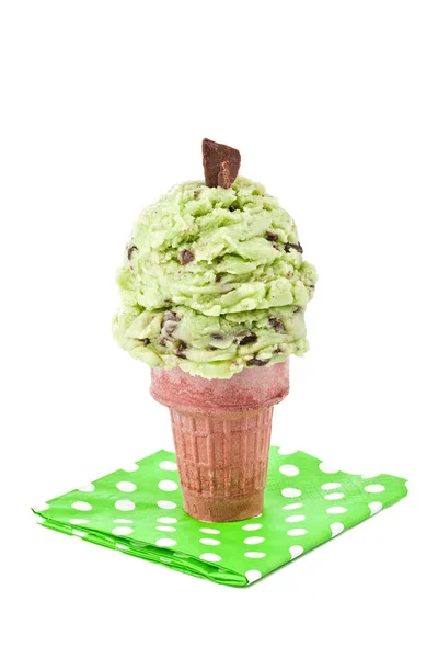 Pastilha de chocolate de hortelã cone de sorvete — Fotografia de Stock