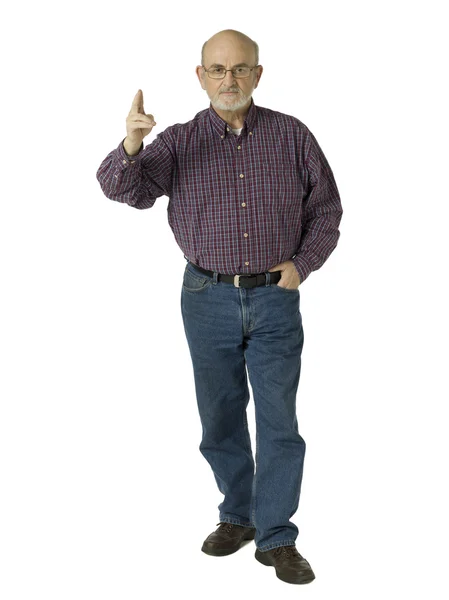 Old man giving warning — Stock Photo, Image