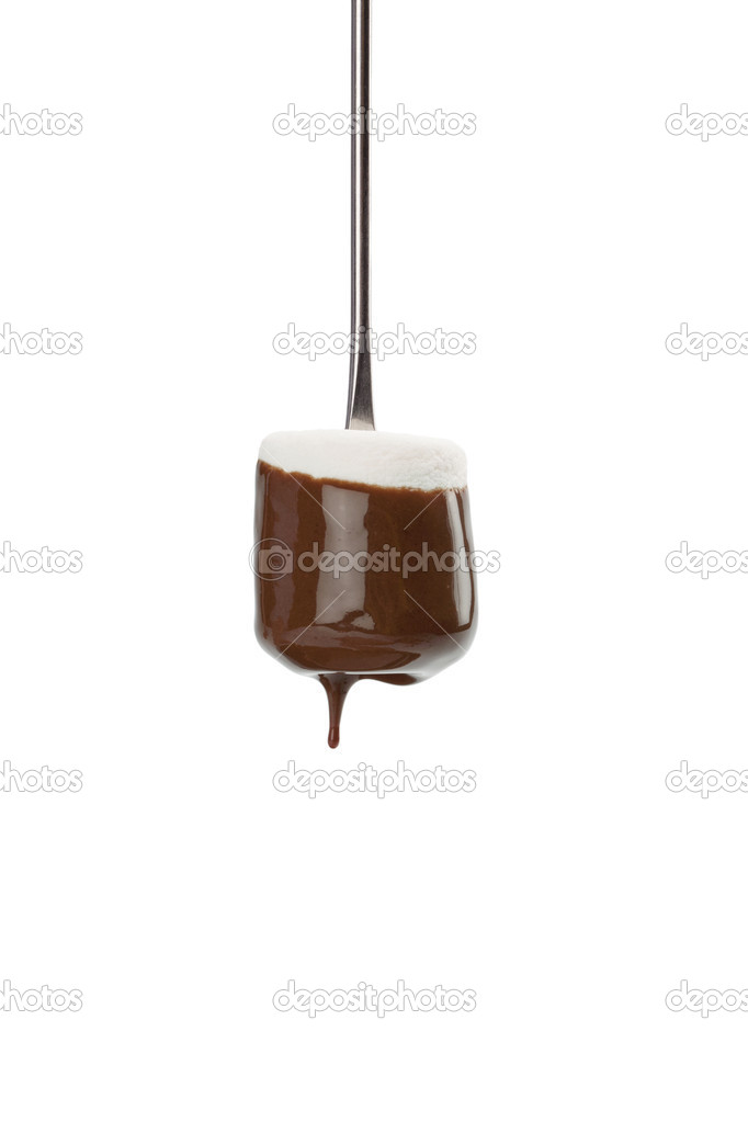 marshmallow dipped in chocolate syrup
