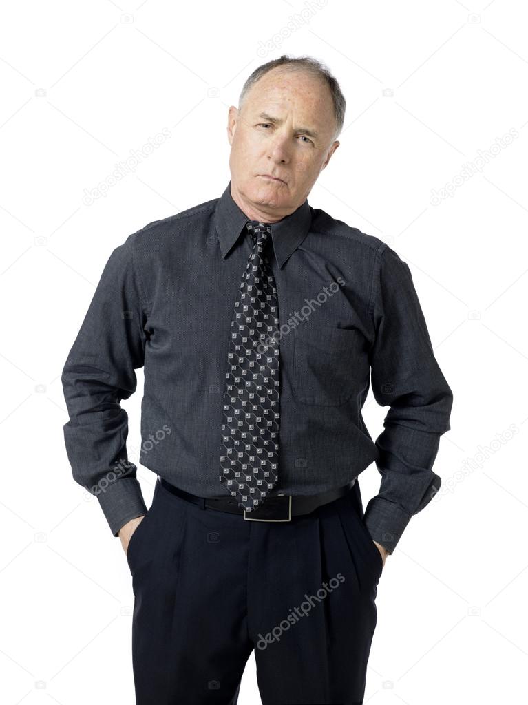 old man with hands in pockets